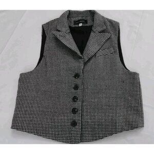 Vintage Harris/Wallace Classic gingham Black White Sleeveless Vest Wool USA